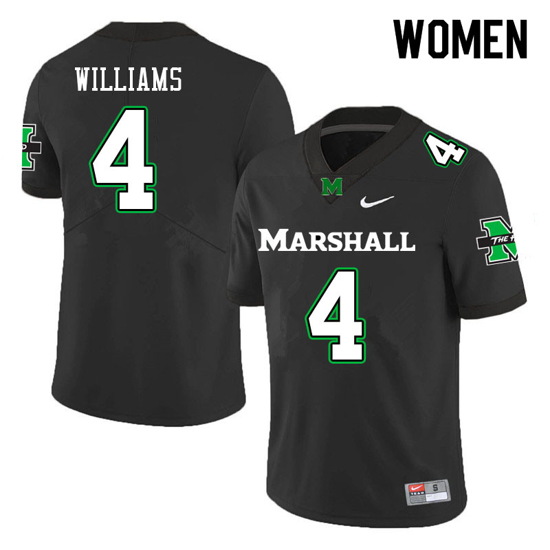 Women #4 Leanthony Williams Marshall Thundering Herd College Football Jerseys Sale-Black